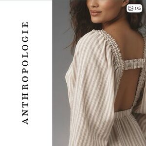 Anthropologie Femme Linen Stripe Dress Kaftan M/L, NWT